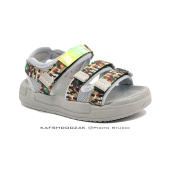 صندل پسرانه طرح چریکی مناسب پیاده‌روی طوسی |برند Lucky Kids-7466B | وارداتی - Image 2