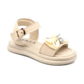 صندل تابستانه مجلسی دخترانه کرم طرح شنل AS-21834 - Image 2